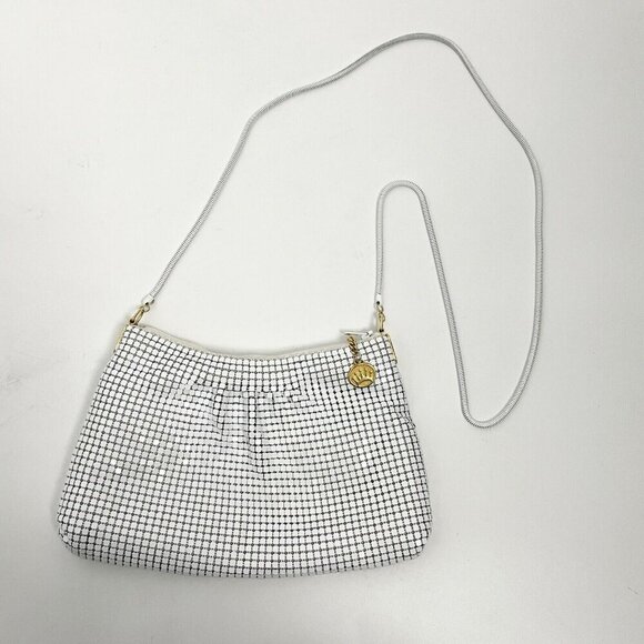 Vintage Evening METAL MESH WHITE Purse WITH CHAIN STRAP BY La Regale Bag - Picture 1 of 15